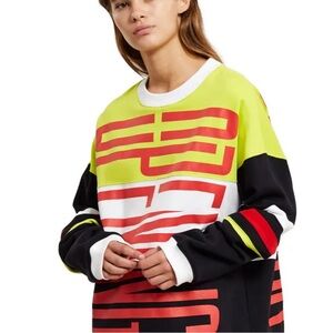Kleep Always Fresh Pullover Ski Sweatshirt Colorblock Graphic Print Drawstring